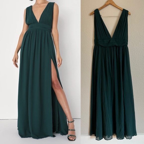 Heavenly Hues Forest Green Maxi Dress Gown - Picture 1 of 8